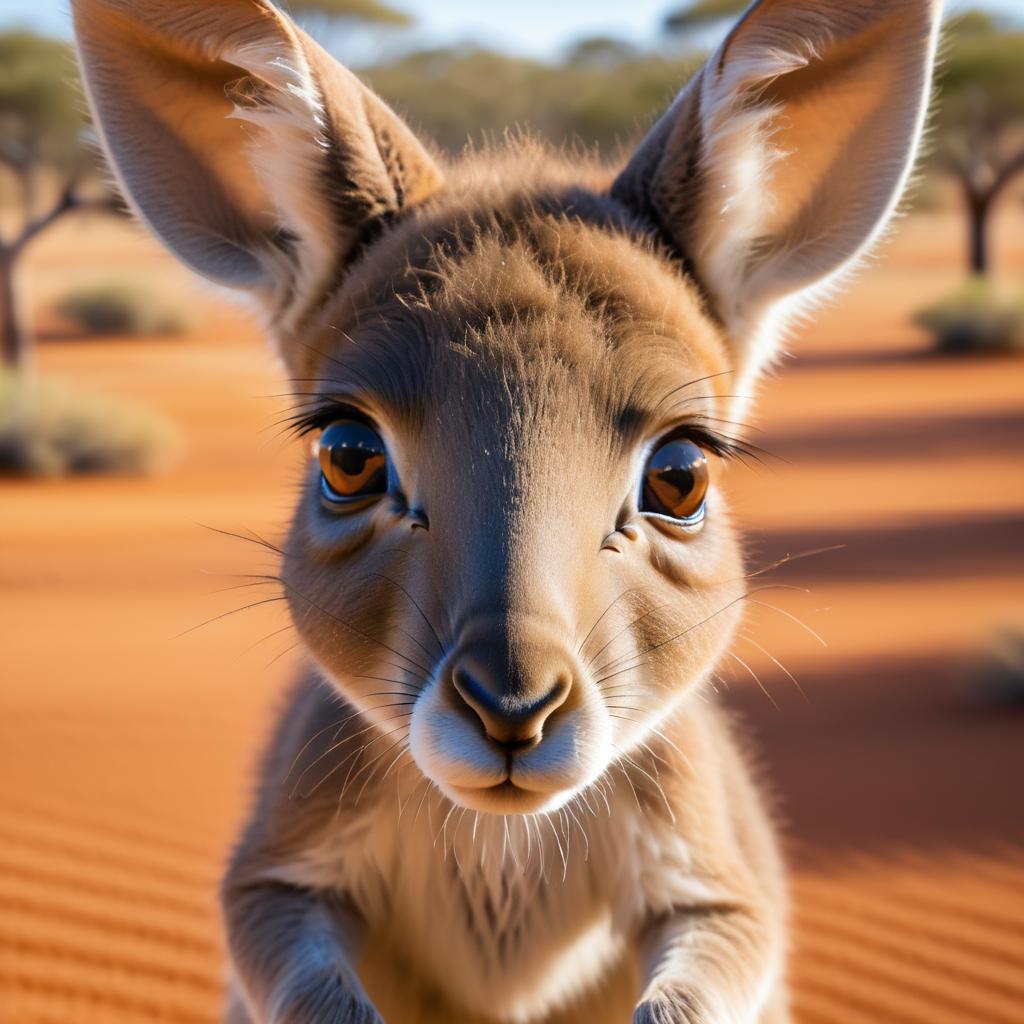 Close-Up of Curious Baby Kangaroo