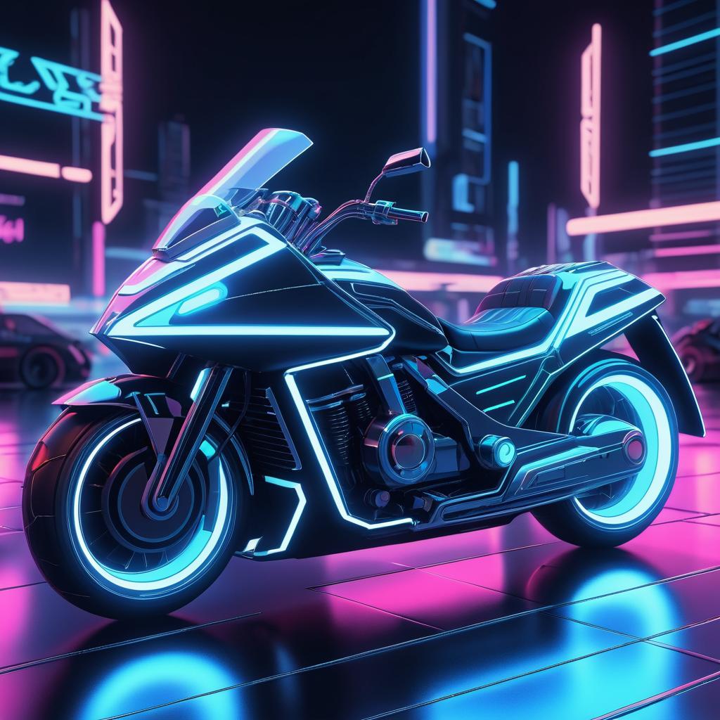 Futuristic Anime Motorcycle in 1980s Style