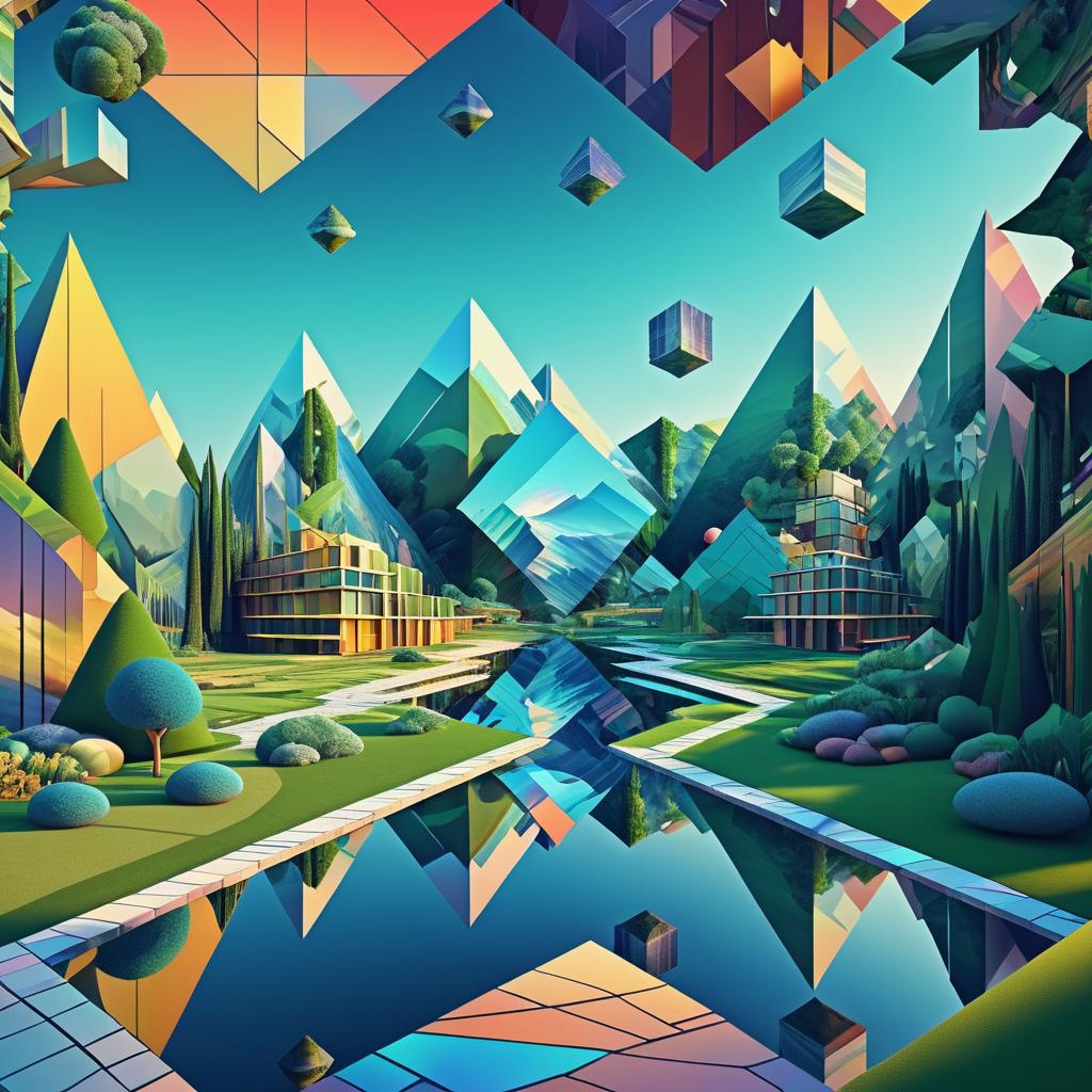 Cubist Augmented Reality Landscape Artwork