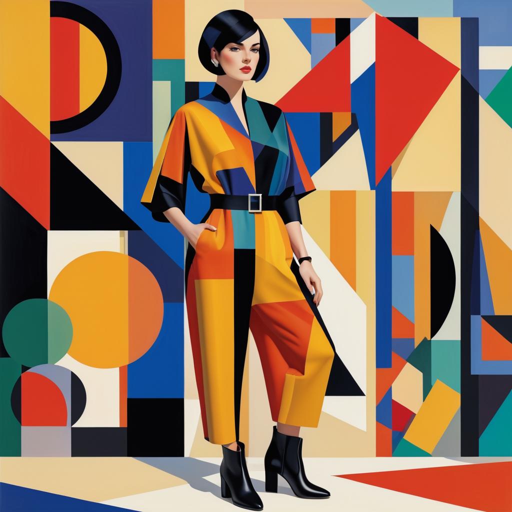 Stylish Woman in Cubist Fashion