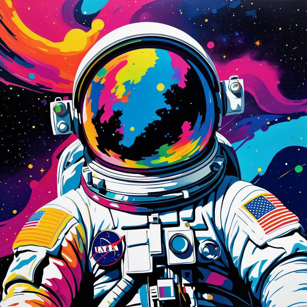 Vibrant Pop Art Astronaut in Space