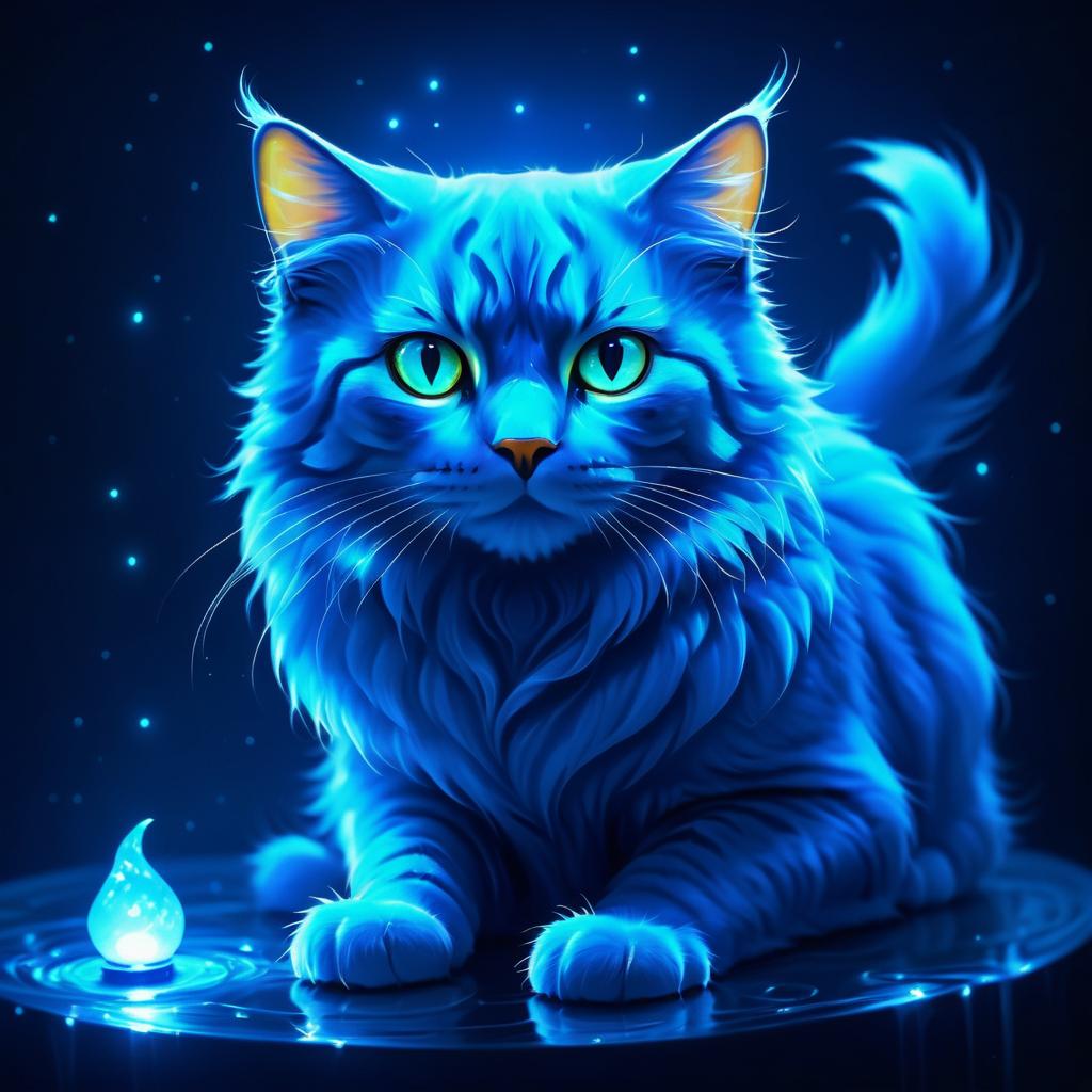 Bioluminescent Cat Character Concept Art