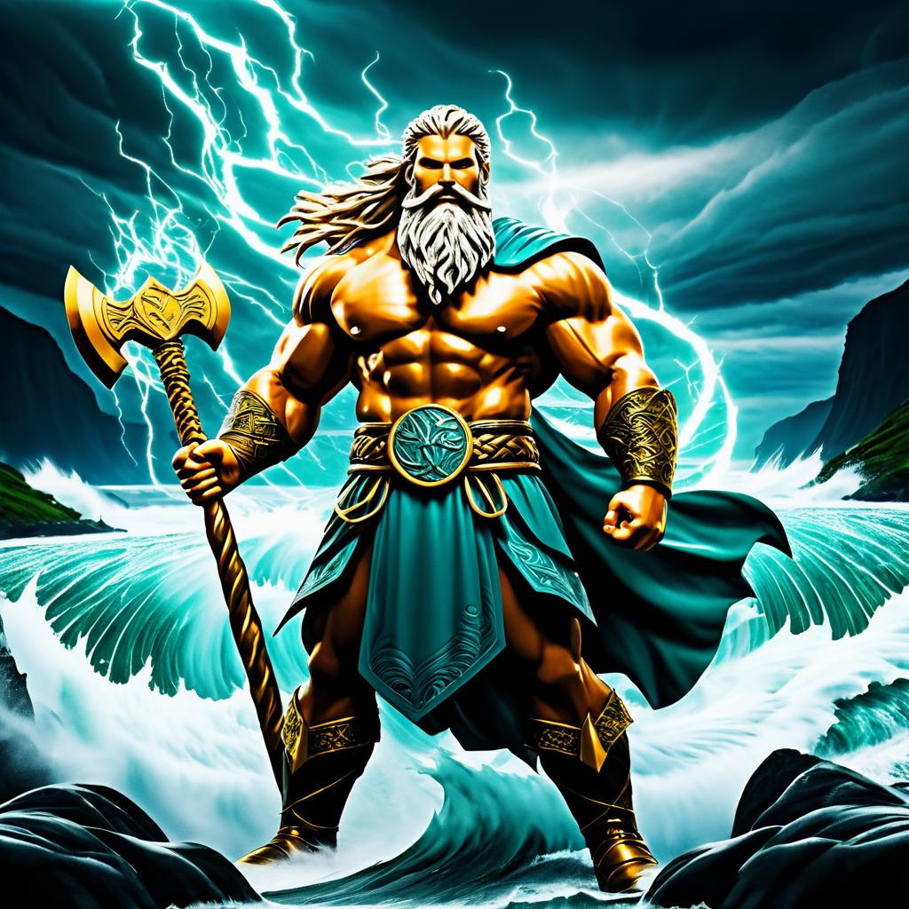 Epic Norse God Commanding the Fjord