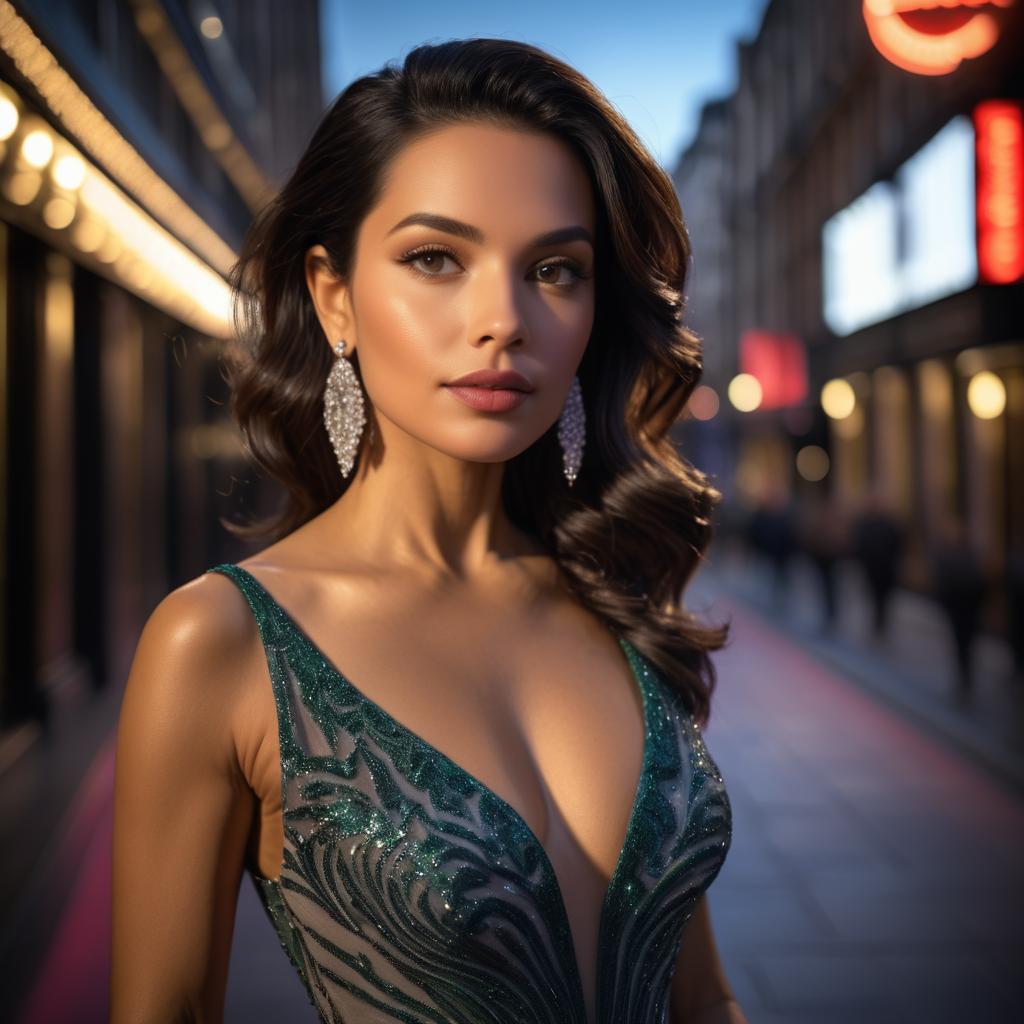 Chic Evening Gown Portrait in London