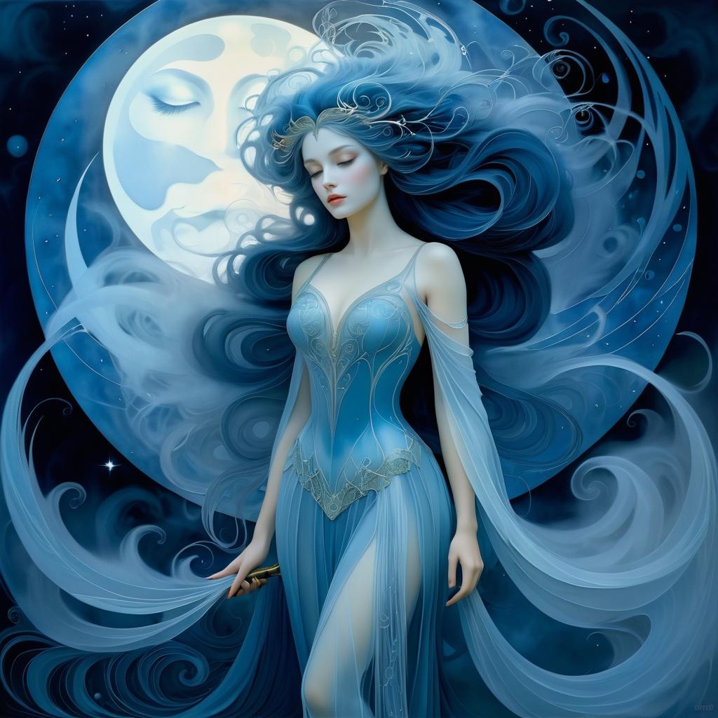 Enchanting Female Moon Goddess Art