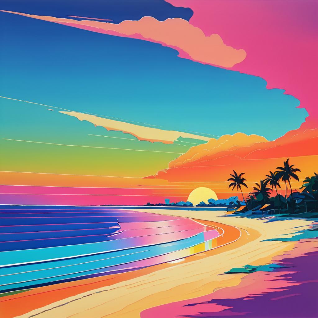 Vibrant Summer Beach Acrylic Poster Design