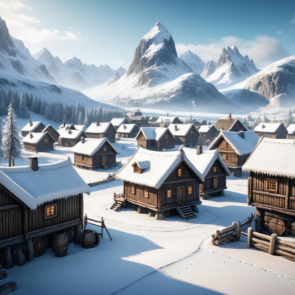 Photorealistic Nordic Viking Village Scene