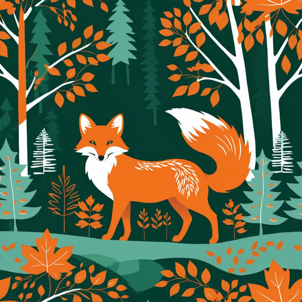 Charming Fox in Vibrant Forest Print