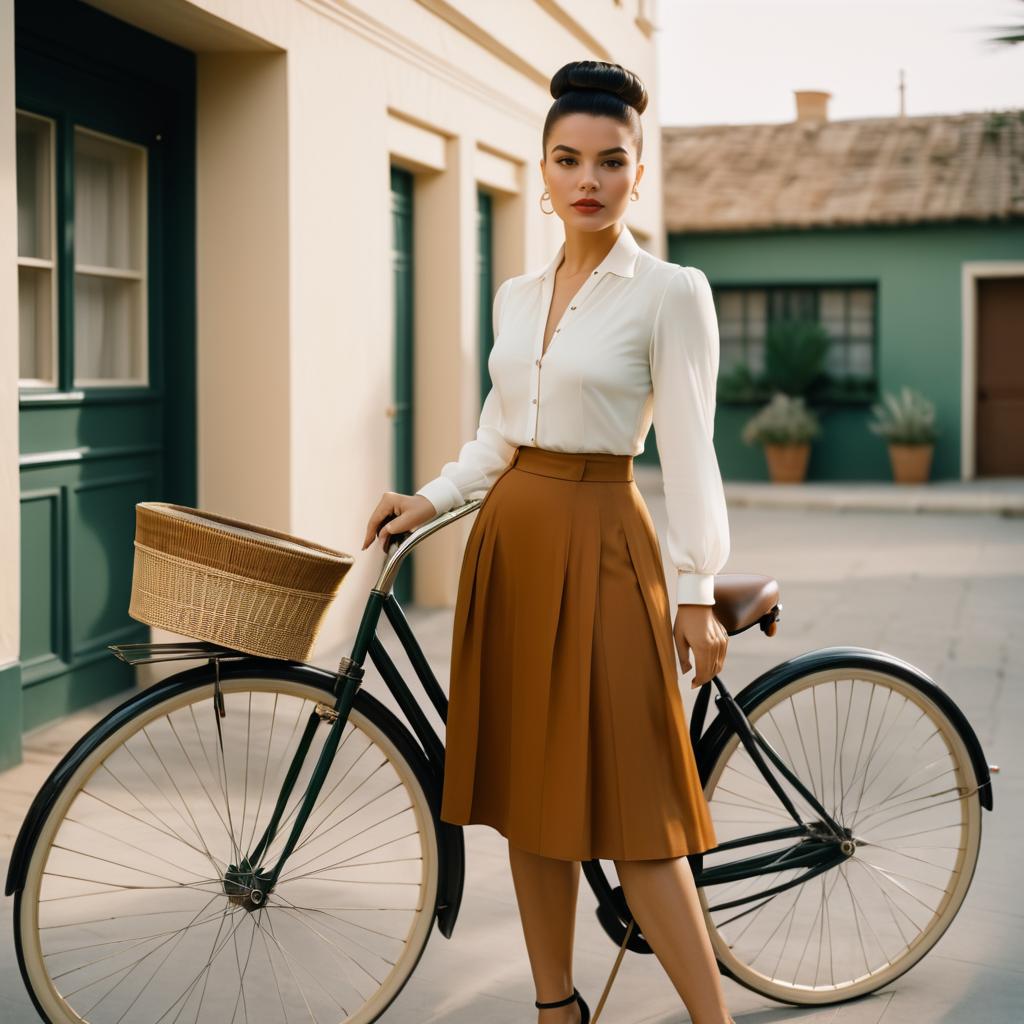 Chic Woman with Vintage Bicycle Photo