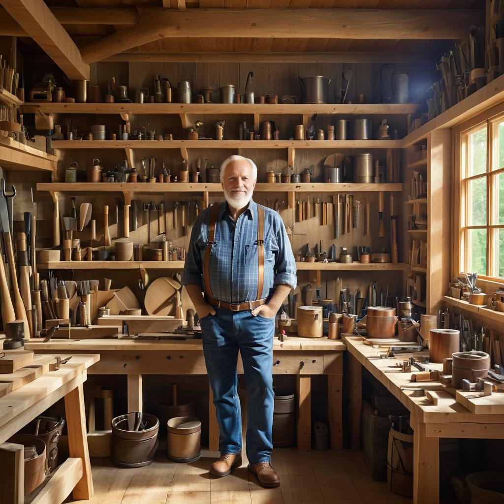 Senior Man in Rustic Workshop Portrait