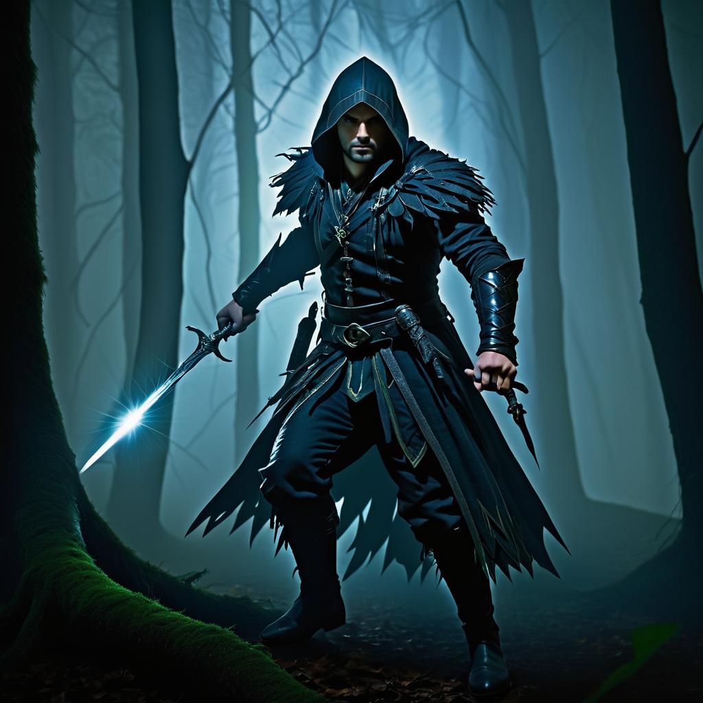 Mysterious Rogue in a Shadowy Forest