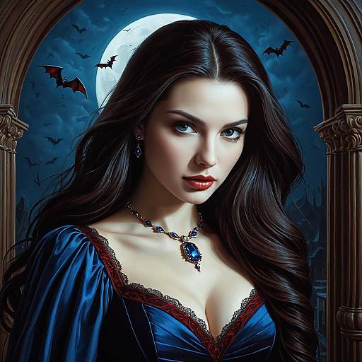 Beautiful Female Vampire with Sapphire Eyes