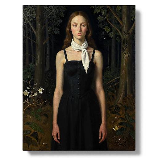 Hieronymus Bosch Style Night Forest Woman