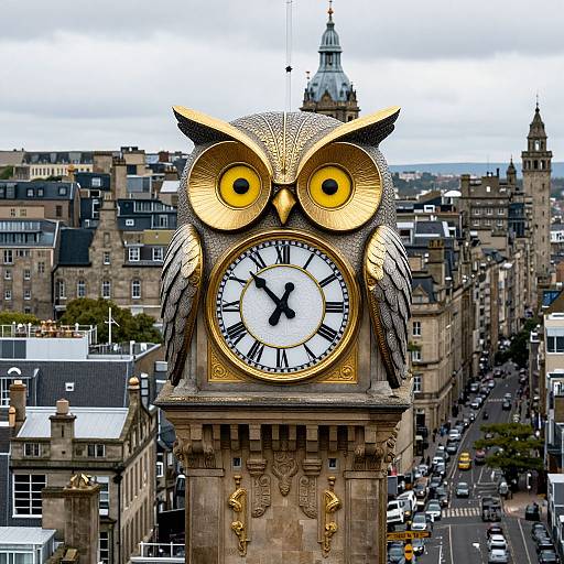Whimsical Owl Clock Tower