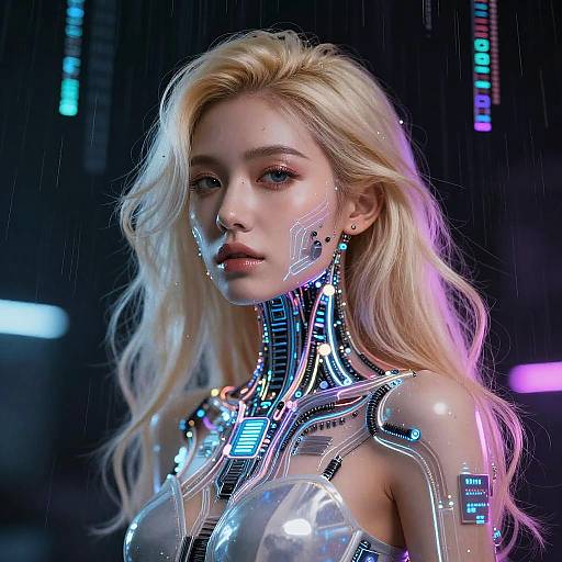 Futuristic Blonde AI Cyborg Portrait