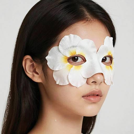 Realistic Girl with Flower Mask