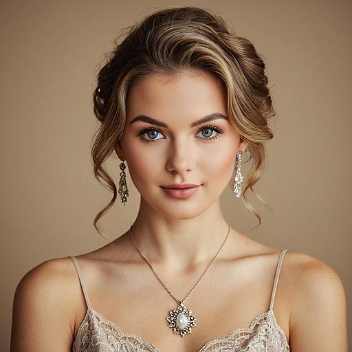 Elegant Woman with Updo Hairstyle