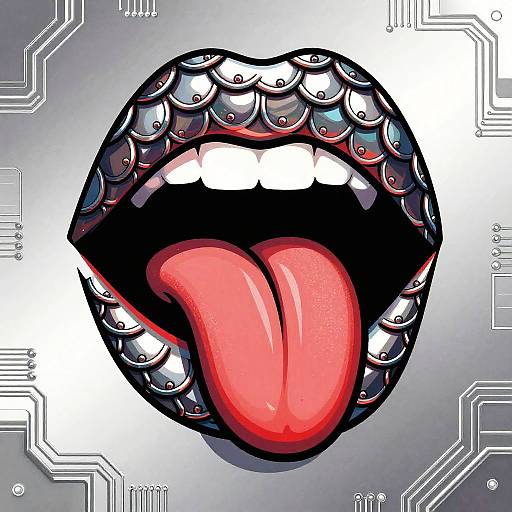Bold Pop Art Metallic Lips Poster