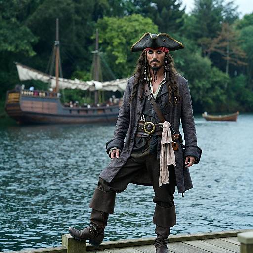 Intense Pirate on Wooden Dock