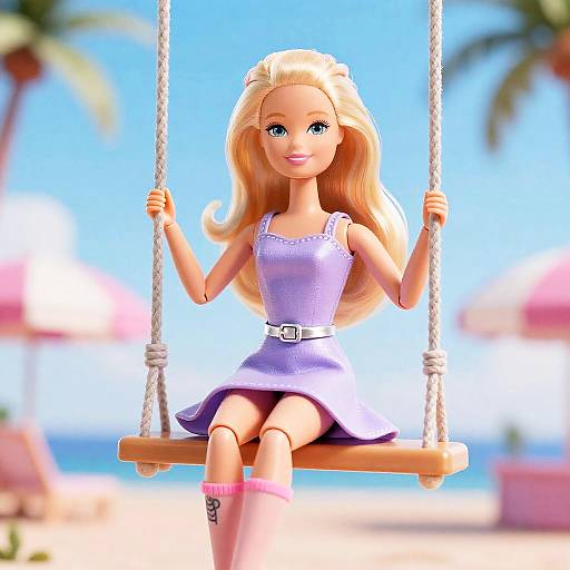 Ultra-Realistic Blonde Barbie on Swing