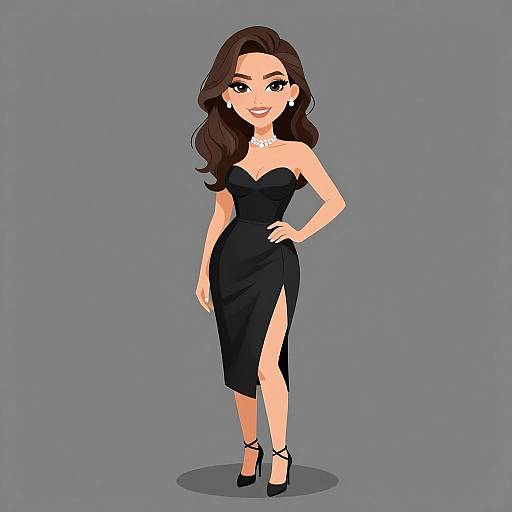 Elegant Woman in Strapless Evening Dress