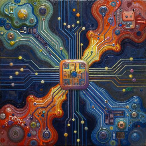 Surreal AI Circuit Painting Fusion