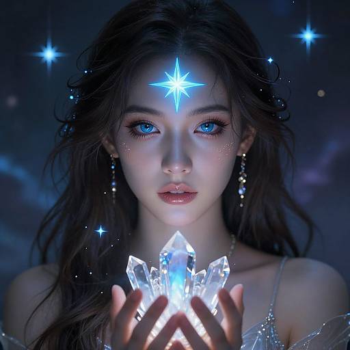 Photorealistic Woman with Glowing Star