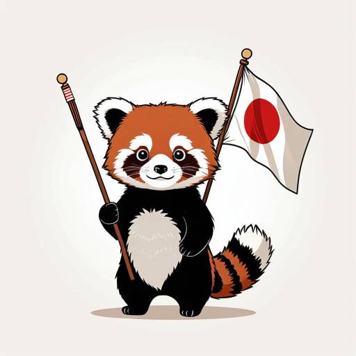Cute Red Panda with Japan Flag