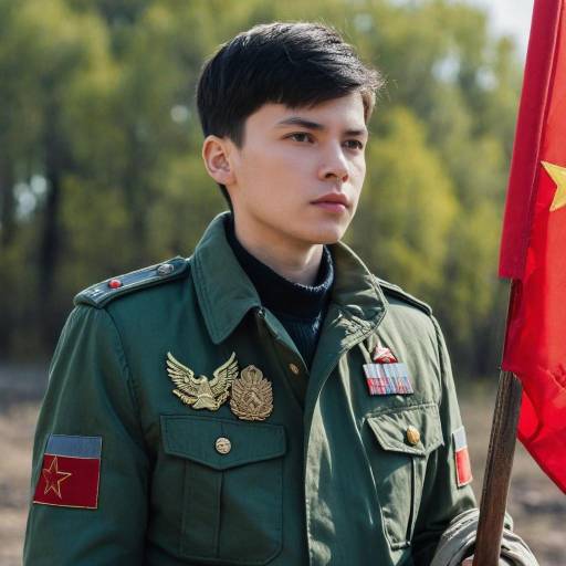 Soviet Soldier with Flag in Motion
