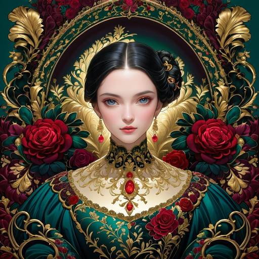 Elegant Woman in a Baroque Portrait