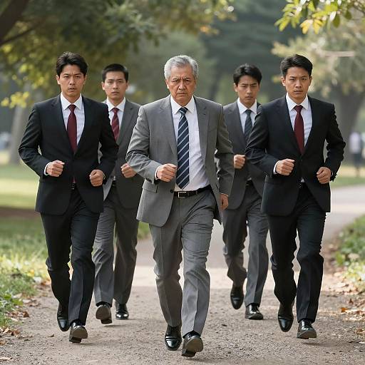 Businessmen Running in Park