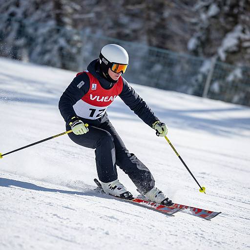 Woman Snow Skiing in Action