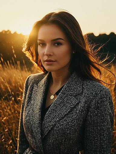 Golden Hour Designer Outfit Photorealistic Portrait