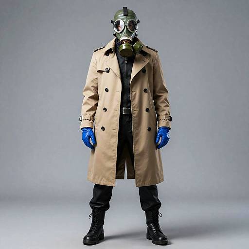 Gas-Masked Figure in Trench Coat