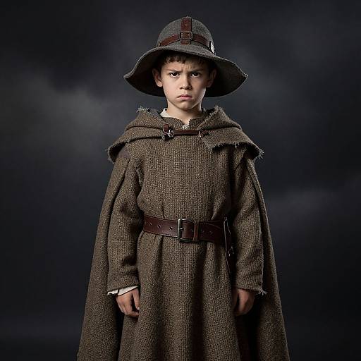 Medieval Boy in Stormy Costume