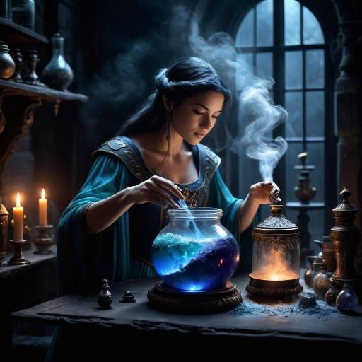 Enchanting Sorceress Brewing Ethereal Potion Enchanting Sorceress Brewing Ethereal Potion