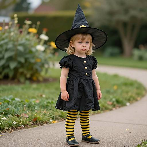 Adorable Toddler Witch in Garden