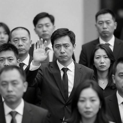 Serious Gathering in Black and White