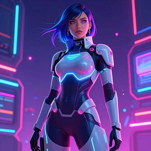 Futuristic Neon Cyberpunk Woman