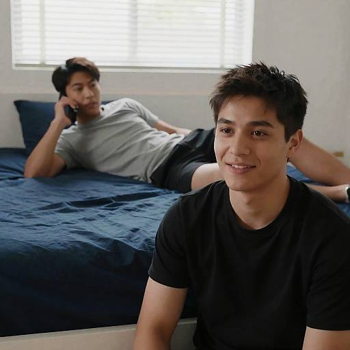 Two Young Men in Bedroom