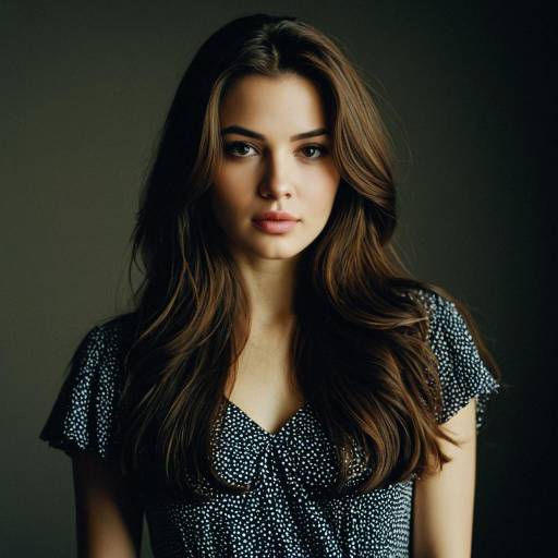 Portrait of Young Woman with Long Brown Hair