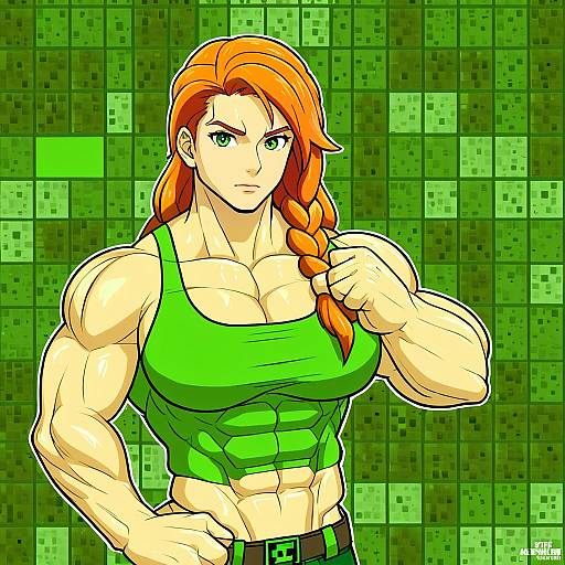 Illustration of Alex (minecraft), minecraft in the style of Sasairebun