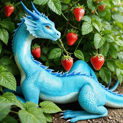 Tiny Blue Dragon on a Strawberry Tiny Blue Dragon on a Strawberry
