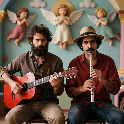 Whimsical Portrait of Two Musicians