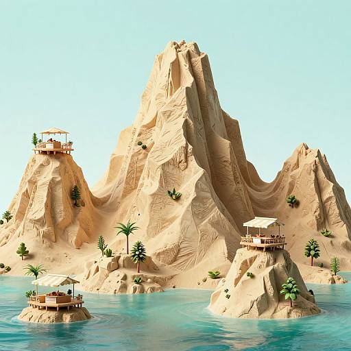 Surreal Floating Café on Sand Mountains
