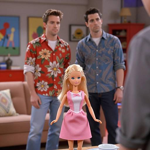 Cinematic Living Room Scene with Men