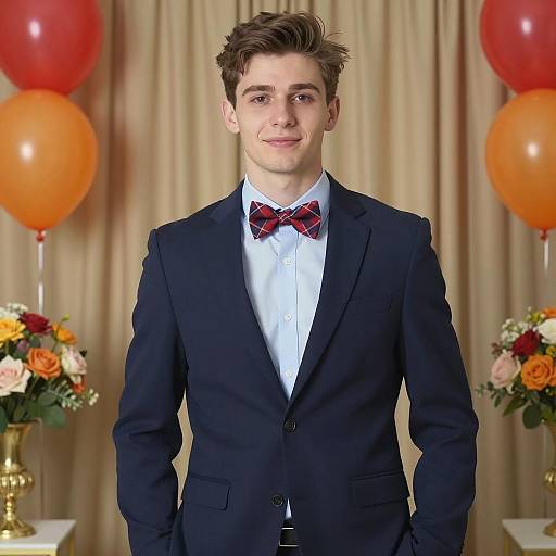Young Man in Bow Tie at Birthday Party