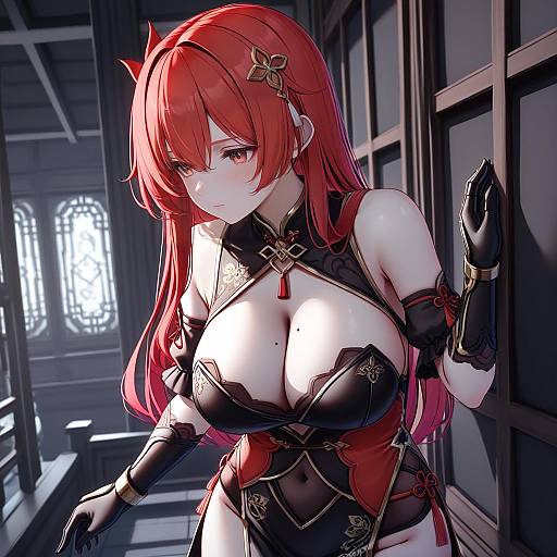 Illustration of Murata himeko (vermillion knight), honkai (series) in the style of Nyan (reinyan 007)