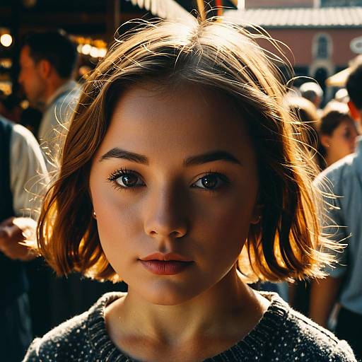 Freckled Child in Sunlit Market