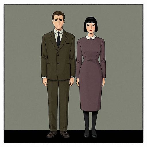 Stylized Portrait of Man and Woman in Classic Comic Style